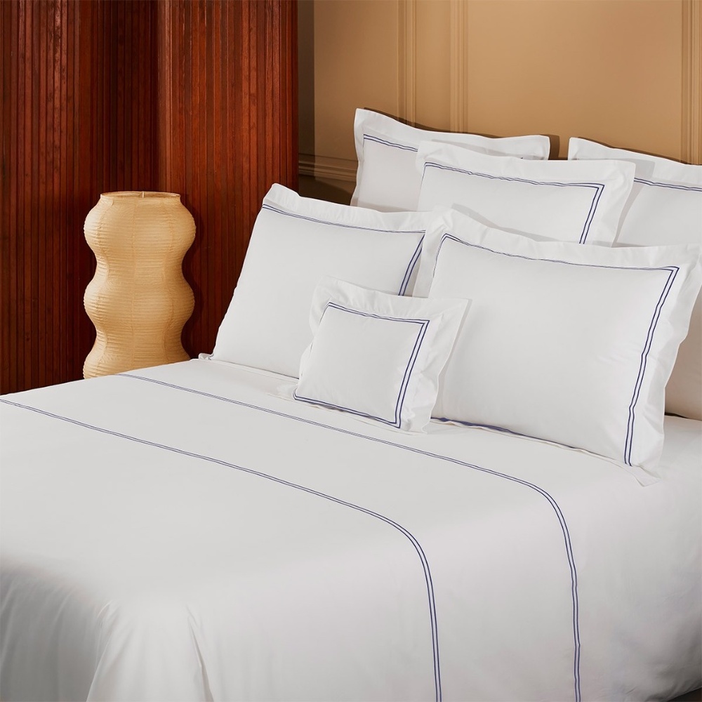 Yves Delorme Duo Marine Duvet Cover Euro King Percale 100% Cotton (navy) NWT